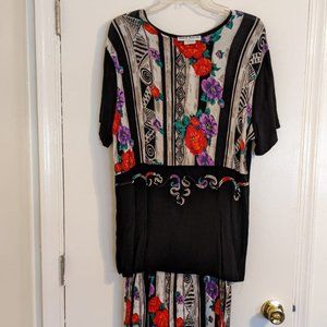 Sharon Anthony 16W Floral Louning 2 Piece Dress